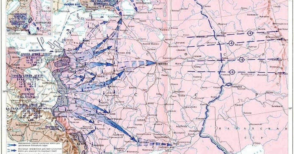 Основные направления ударов немецких войск в 1941 году согласно плану барбаросса