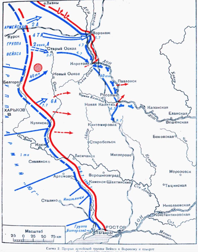 Линия фронта в воронеже 1942 1943 карта