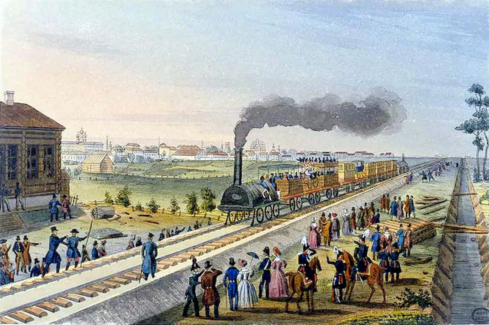 1 поезд в мире. Царскосельская железная дорога 1837. Николаевская железная дорога 1851. Царскосельская железная дорога вокзал. Фредерик Мартенс. Литография «Царскосельская железная дорога»..